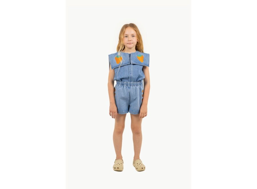 Tinycottons | Strawberries Woven Short Light Blue Denim