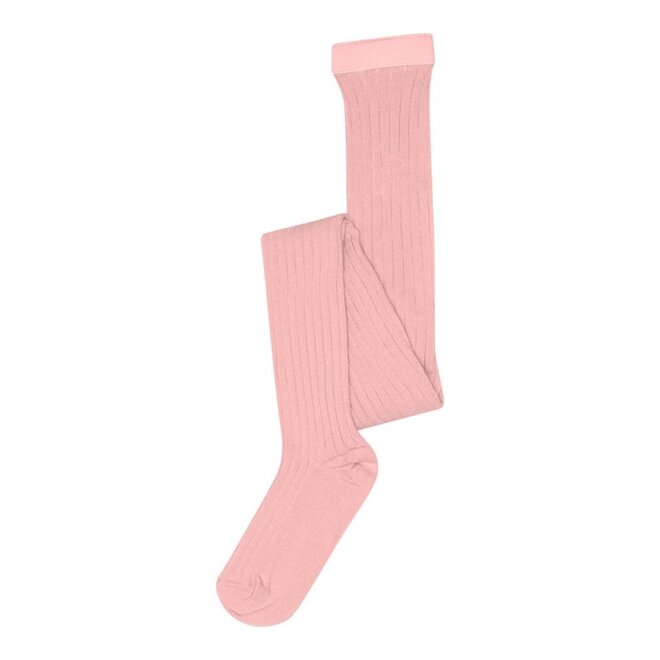 Cotton Rib Tights Silver Pink