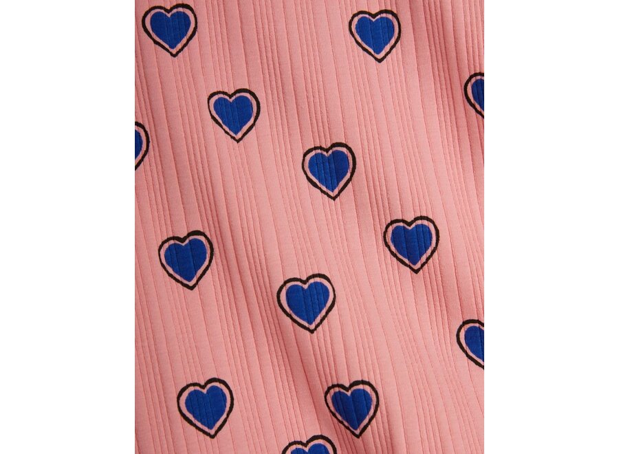 Mini Rodini | Outlined Hearts Aop Tee Pink
