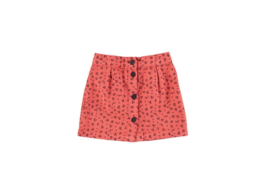 Short Skirt Raspberry Black Flowers