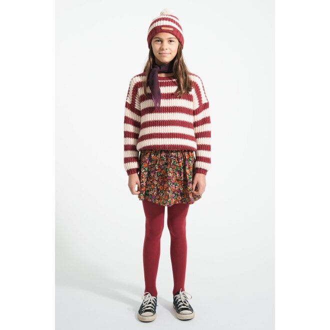 Piupiuchick | Knitted Sweater Bordeaux & Light Pink Stripes