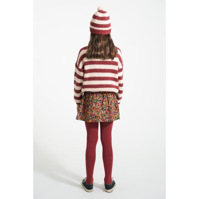 Piupiuchick | Knitted Sweater Bordeaux & Light Pink Stripes