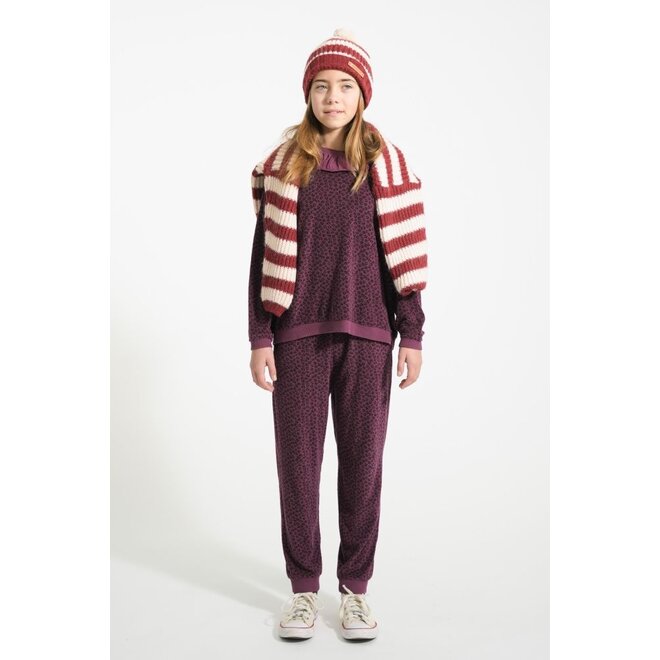 Piupiuchick | Knitted Sweater Bordeaux & Light Pink Stripes