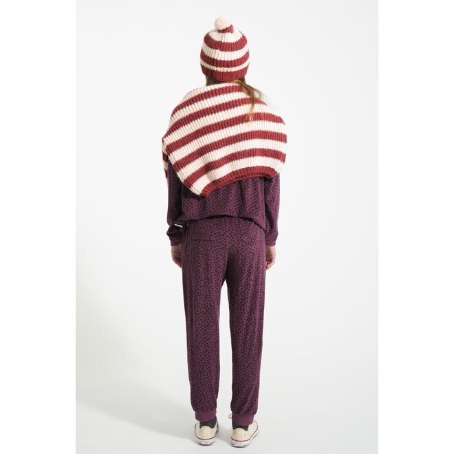Piupiuchick | Knitted Sweater Bordeaux & Light Pink Stripes