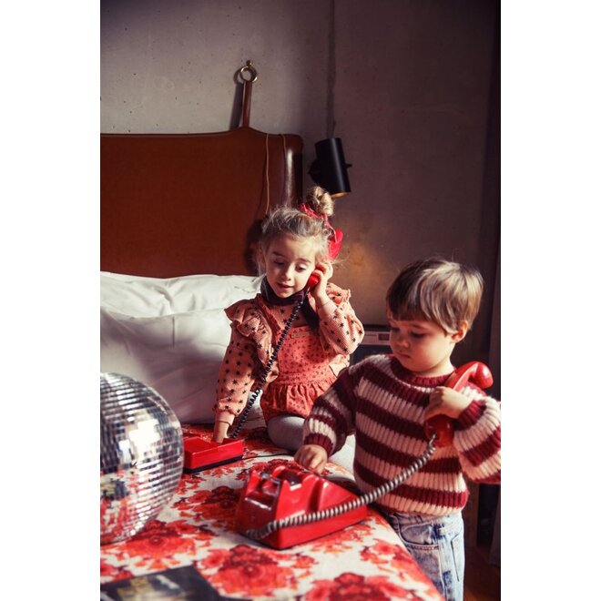 Piupiuchick | Knitted Sweater Bordeaux & Light Pink Stripes