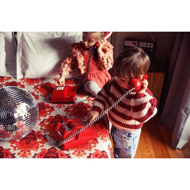 Piupiuchick | Knitted Sweater Bordeaux & Light Pink Stripes