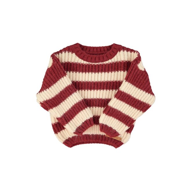 Knitted Sweater Bordeaux & Light Pink Stripes
