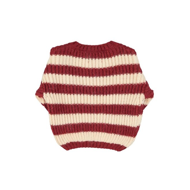 Piupiuchick | Knitted Sweater Bordeaux & Light Pink Stripes