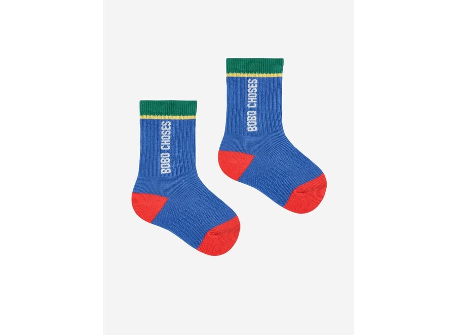 Bobo Choses Color Block Long Socks Blue