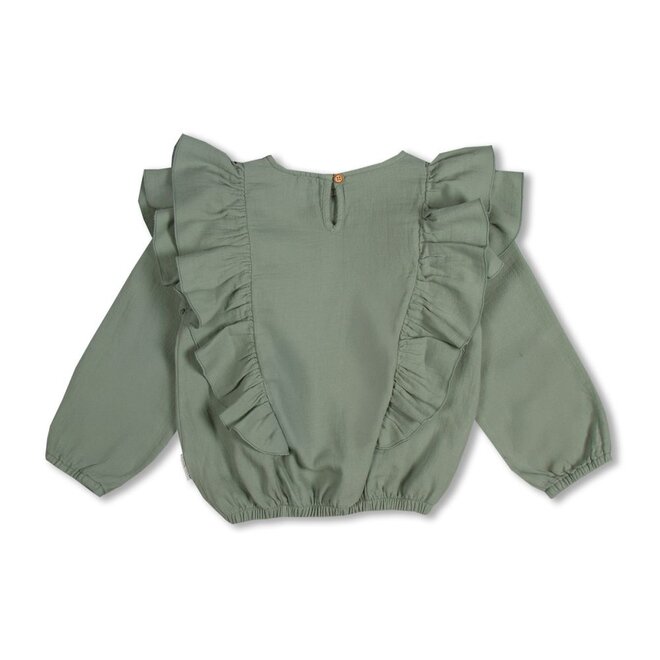 Petit Blush | Ruffle Blouse Iceberg Green