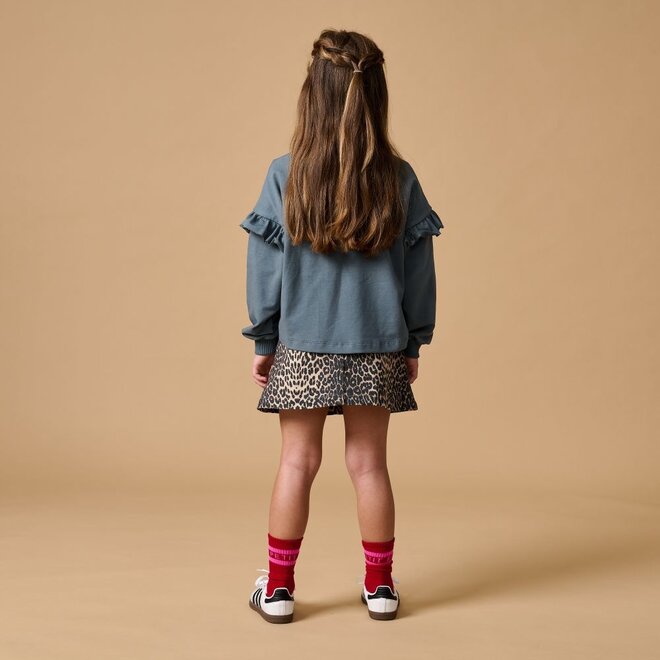 Petit Blush | June Ruffle Sweater Stormy Weather