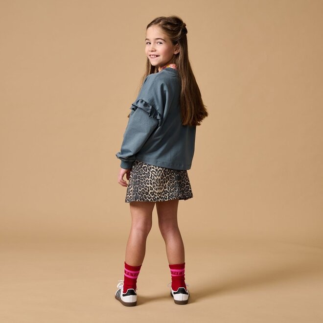 Petit Blush | June Ruffle Sweater Stormy Weather