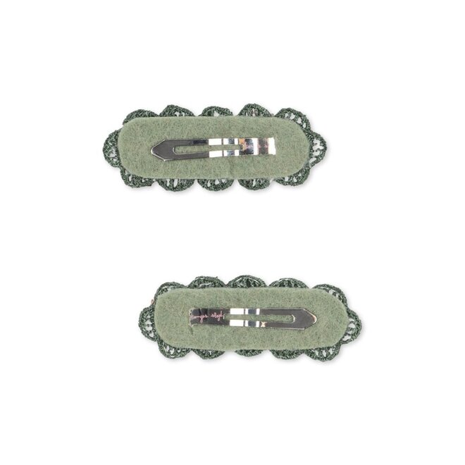 Konges Sløjd | 2 Pack Embroidered Heart Hair Clip Mellow Rose