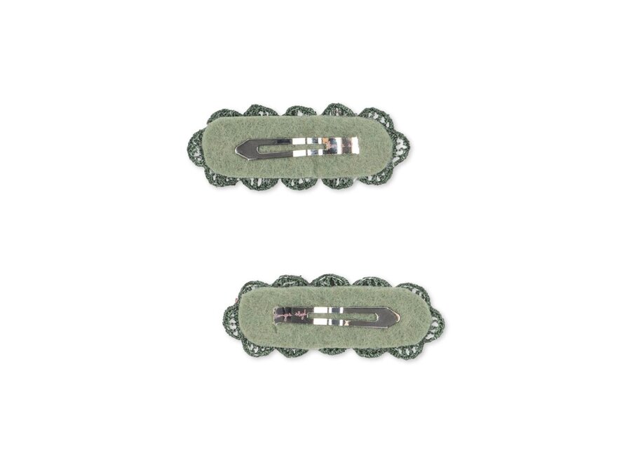 Konges Sløjd | 2 Pack Embroidered Heart Hair Clip Mellow Rose