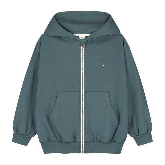 Gray Label | Hooded Cardigan with Zip GOTS Blue Grey
