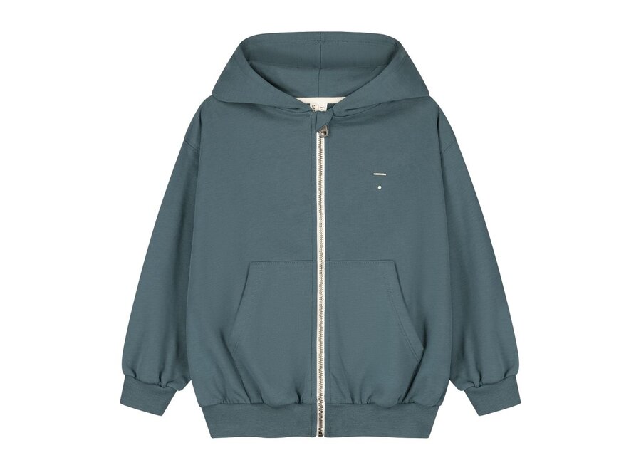 Gray Label | Hooded Cardigan with Zip GOTS Blue Grey
