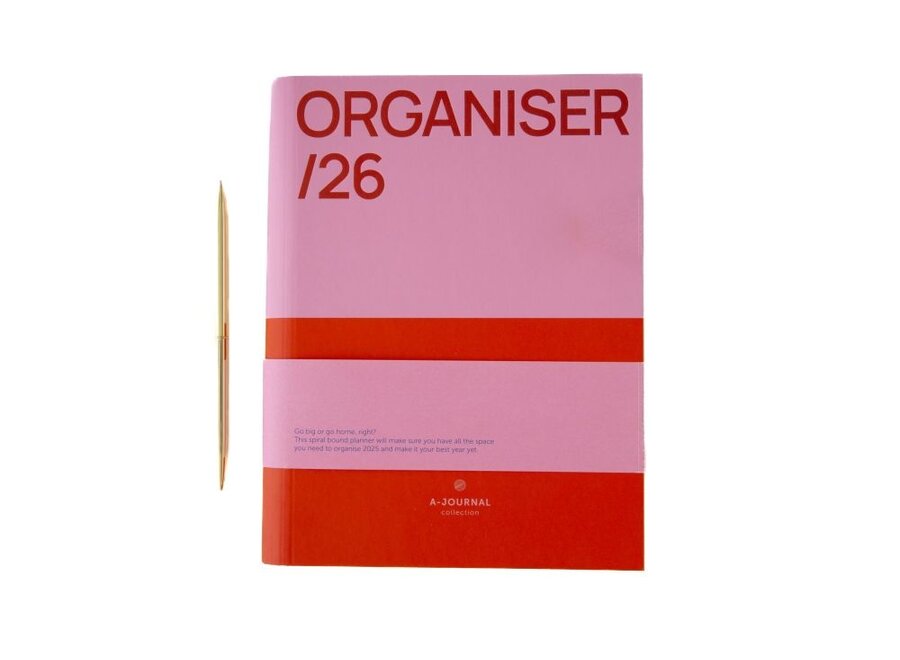 A-Journal | Spiral Organiser 2026 Pink Red