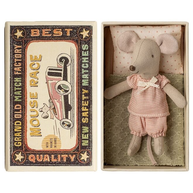 Little sister mouse in matchbox