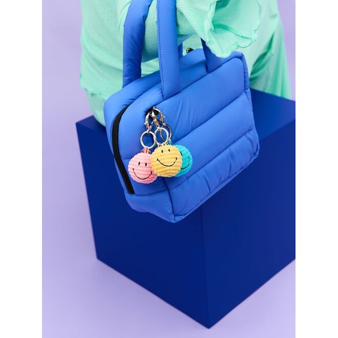 Bon Ton Toys | Smiley Sleutelhanger ECO Corduroy Teal 4,5 cm