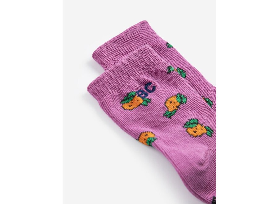 Bobo Choses | Tangerine All Over Short Socks Fuchsia