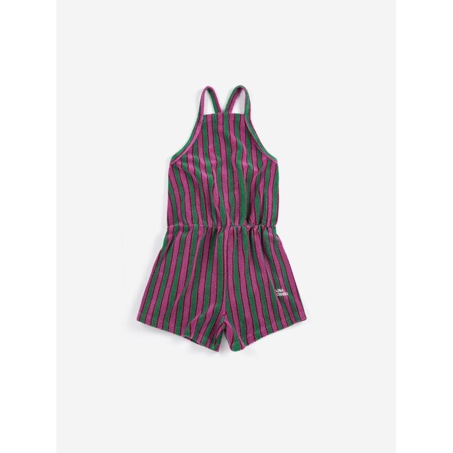 Striped Terry Cloth Playsuit Purple