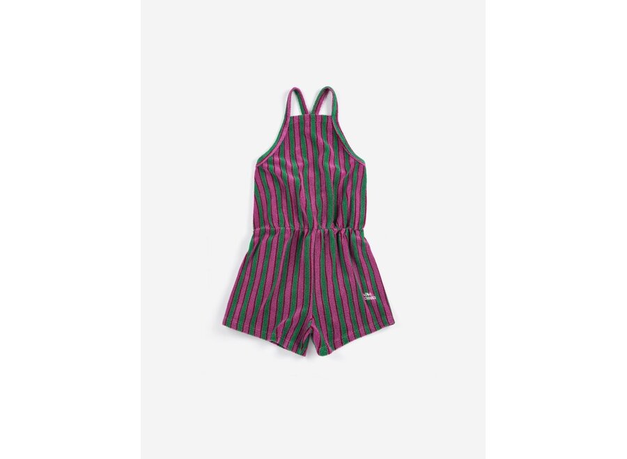 Striped Terry Cloth Playsuit Purple