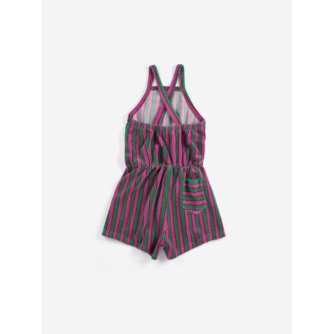 Bobo Choses | Striped Terry Cloth Playsuit Purple