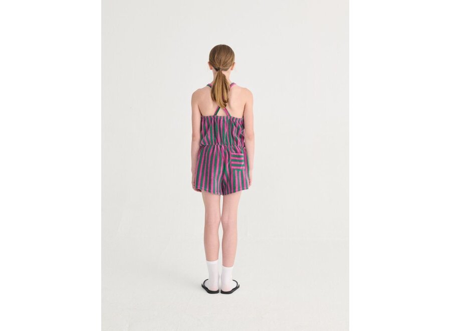 Bobo Choses | Striped Terry Cloth Playsuit Purple