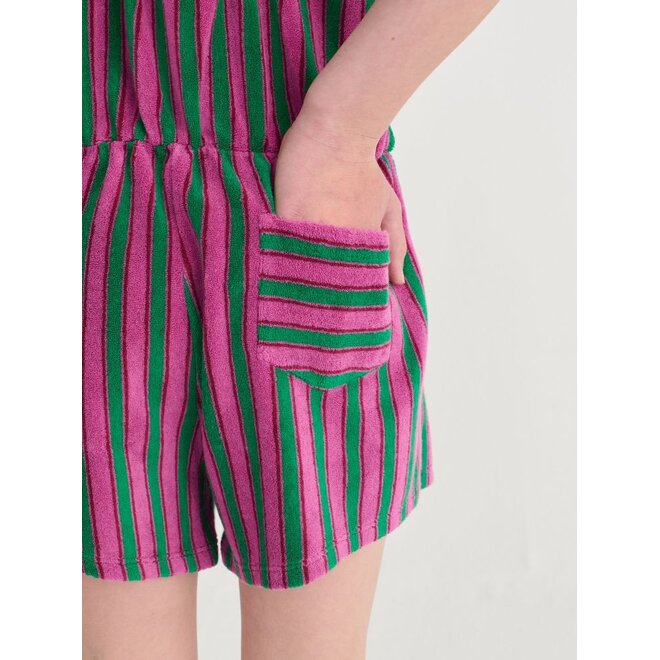 Bobo Choses | Striped Terry Cloth Playsuit Purple