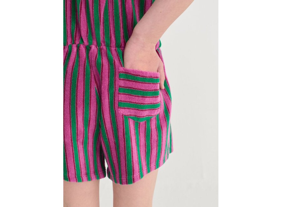 Bobo Choses | Striped Terry Cloth Playsuit Purple