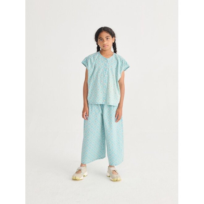 Bobo Choses | Daisy Mosaic All Over Woven Culotte Pants Light Blue