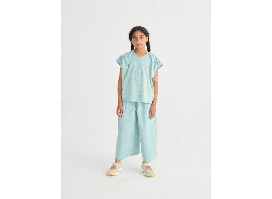 Bobo Choses | Daisy Mosaic All Over Woven Culotte Pants Light Blue