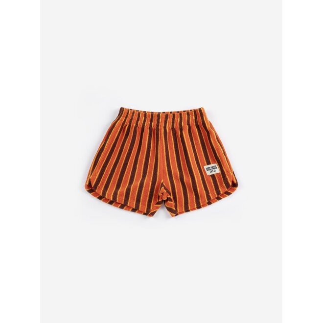 Bobo Choses | Striped Brick Terry Cloth Shorts Orange