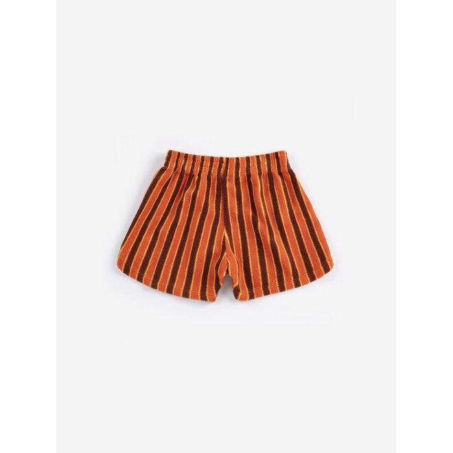 Bobo Choses | Striped Brick Terry Cloth Shorts Orange