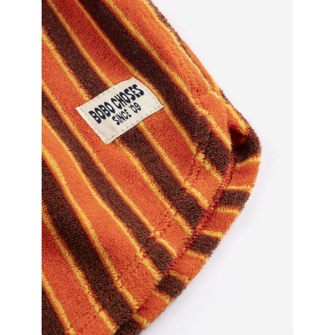 Bobo Choses | Striped Brick Terry Cloth Shorts Orange