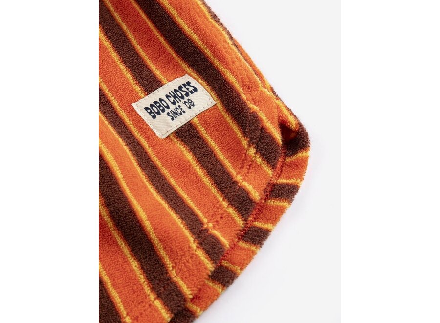 Bobo Choses | Striped Brick Terry Cloth Shorts Orange
