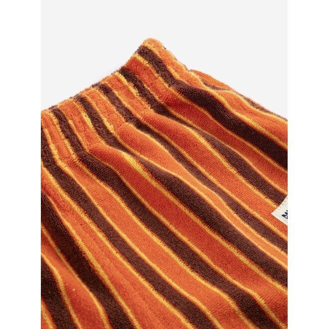 Bobo Choses | Striped Brick Terry Cloth Shorts Orange