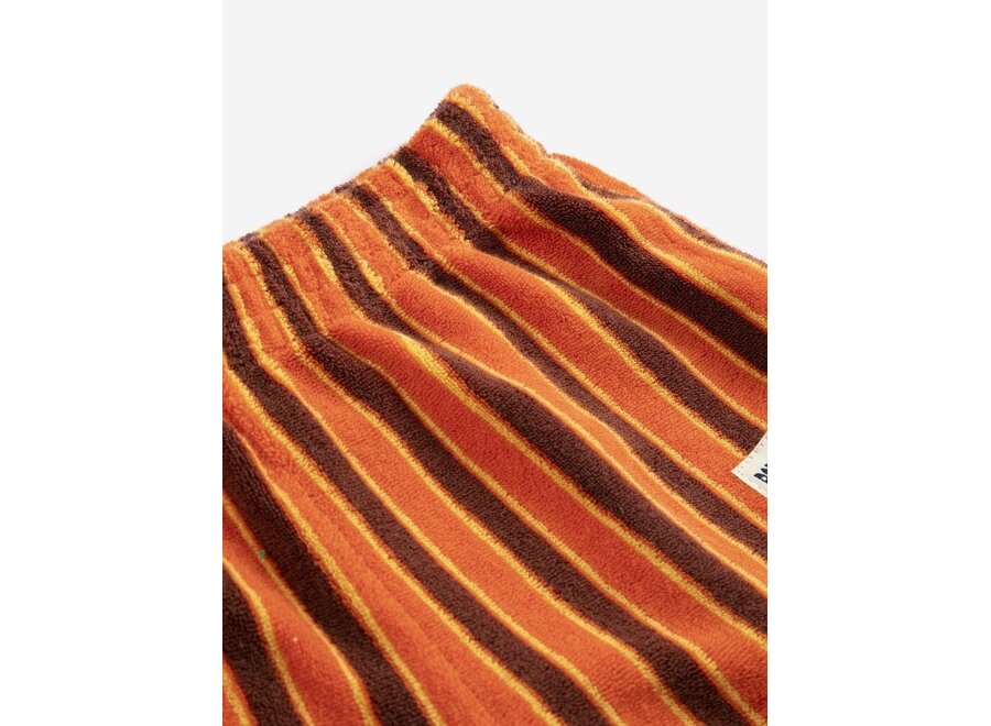 Bobo Choses | Striped Brick Terry Cloth Shorts Orange
