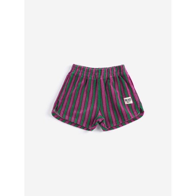 Bobo Choses | Striped Terry Cloth Shorts Purple