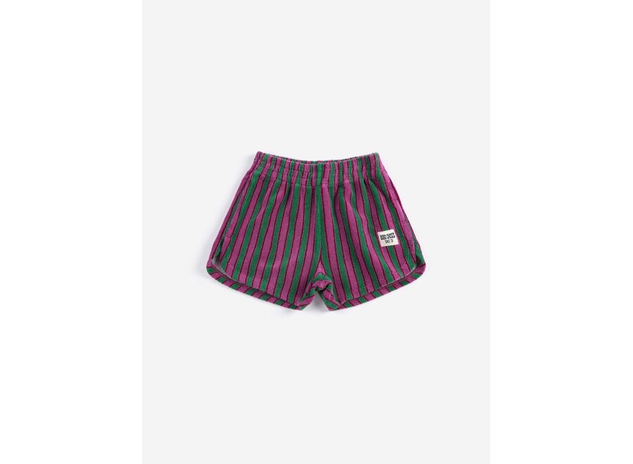 Striped Terry Cloth Shorts Purple