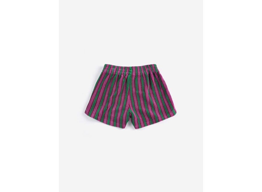 Bobo Choses | Striped Terry Cloth Shorts Purple