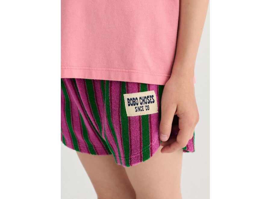 Bobo Choses | Striped Terry Cloth Shorts Purple