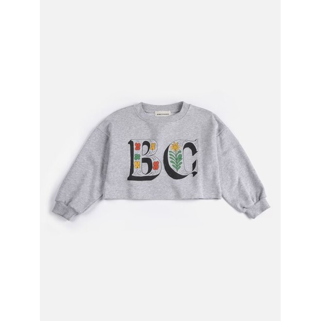Bobo Choses | Spring Letters Cropped Sweatshirt Heather Grey