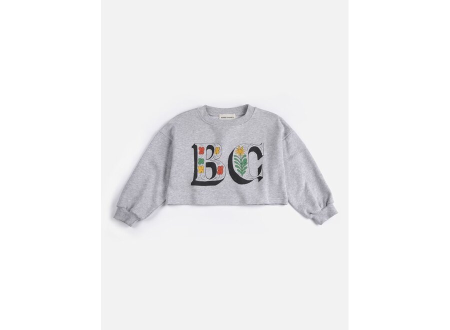 Spring Letters Cropped Sweatshirt Heather Grey