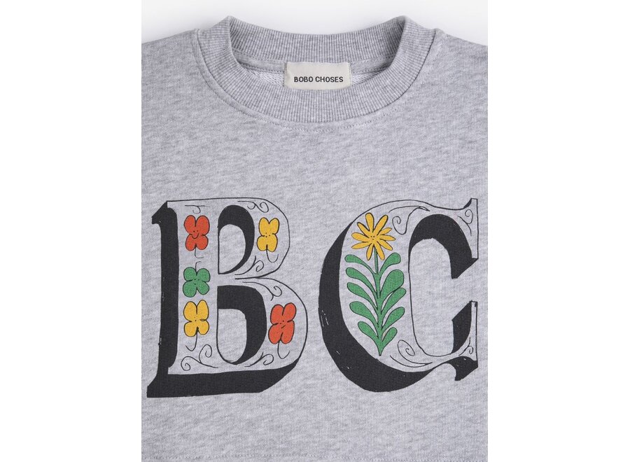 Bobo Choses | Spring Letters Cropped Sweatshirt Heather Grey