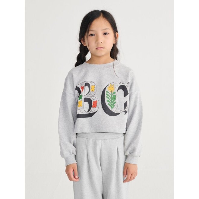 Bobo Choses | Spring Letters Cropped Sweatshirt Heather Grey