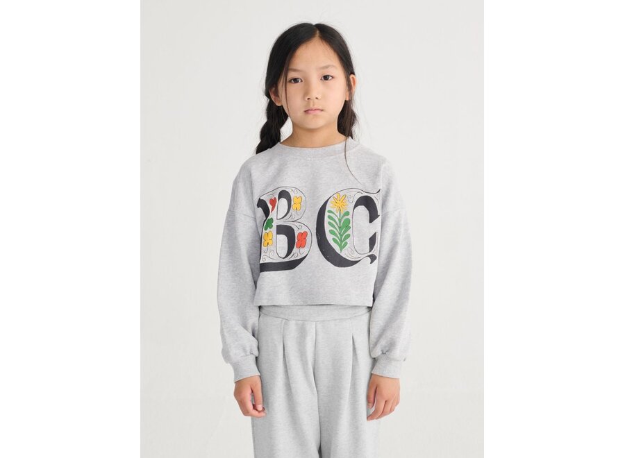 Bobo Choses | Spring Letters Cropped Sweatshirt Heather Grey
