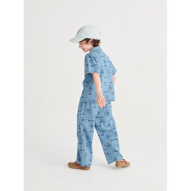 Bobo Choses | Pickle The Dog All Over Denim Shirt Prussian Blue