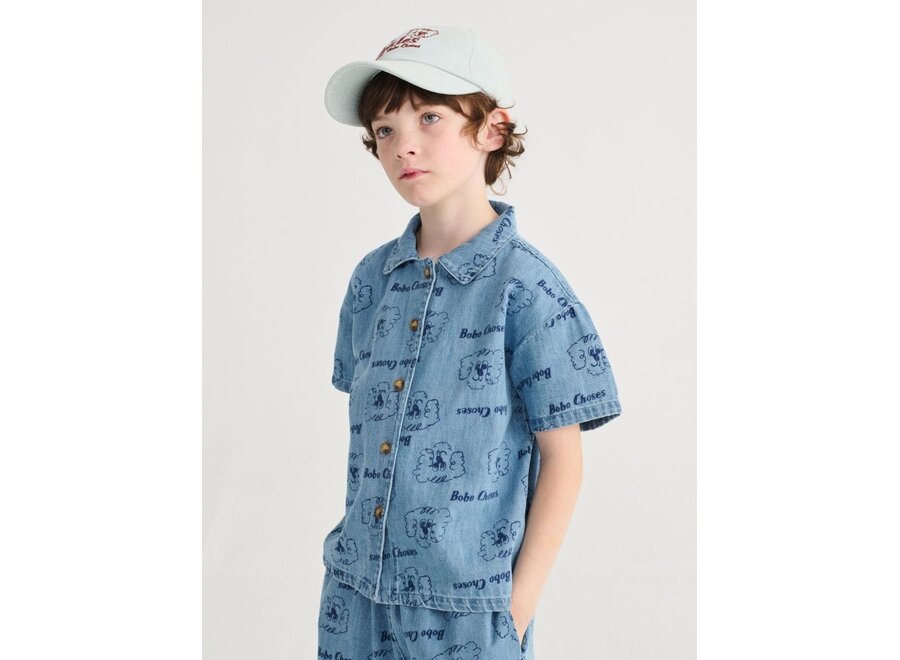 Bobo Choses | Pickle The Dog All Over Denim Shirt Prussian Blue