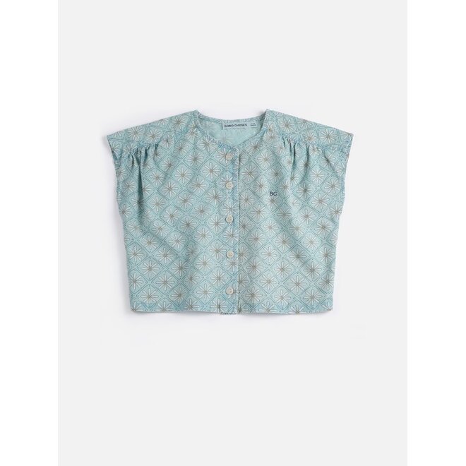 Bobo Choses | Daisy Mosaic All Over Woven Top Light Blue